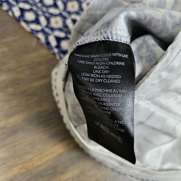 Anthropologie The Essential Collection Pant Blue Geometric Pattern Ankle Size 0 - Picture 4 of 8